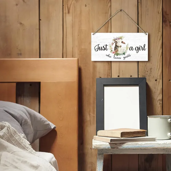 White_Just_A_Girl_Who_Loves_Goat_Sign,_Floral_Goat_Printed_Wood_Plaque_Sign_Wall_Hanging,_Goats_Lovers_Gifts_Farm_Animal_Funny_Goat_Hanging_Wall_Signs_|_For_Home_Girls_Room_Office_Decor_12_X_6_Inches_Wall_Pediments