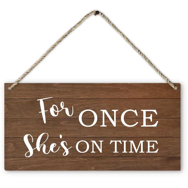 Multicolor_Ring_Bearer_Sign,_Ring_Bearer_Wedding_|_For_Once_She'S_On_Time_Plaque_Sign_Wall_Hanging,_Rustic_Wedding_Decor,_Ring_Bearer_Sign_|_For_Wedding_Ceremony_Decor_12_X_6_Inches_Home_Decor_Accents