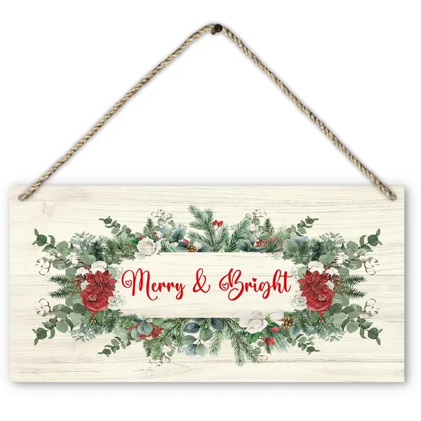 Multicolor_Merry_And_Bright_Christmas_Sign,_Xmas_Welcome_Botanical_Floral_Printed_Rustic_Wood_Plaque_Sign_Wall_Hanging,_Merry_Christmas_Holiday_Hanging_Wall_Signs_|_For_Home_Xmas_Room_Decor_12_X_6_Inches
