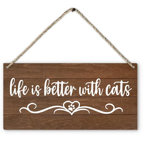 Multicolor_Cat_Sign,_Life_Is_Better_With_Cats_Printed_Rustic_Wood_Plaque_Sign_Wall_Hanging,_Cat_Lover_Gifts_Cats_Welcome_Signs_Hanging_Wall_Signs_|_For_Farmhouse_Home_Cat_House_Wall_Decor_12_X_6_Inches