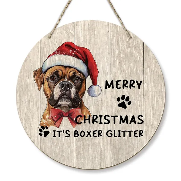 Multicolor_Dog_Boxer_Merry_Christmas_Round_Wreath_Sign,_Cute_It'S_Boxer_Glitter_Farmhouse_Wall_Hanging_Plaque_Wood_Sign,_Rustic_Festive_Decor_Decorations_|_For_Wall_Pediments_Door_Porch_Home_Christmas_12_In