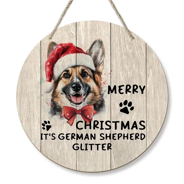 Multicolor_Dog_German_Shepherd_Merry_Christmas_Round_Wreath_Sign,_Cute_It'S_German_Shepherd_Glitter_Farmhouse_Wall_Hanging_Plaque_Wood_Sign,_Rustic_Decor_Decorations_|_For_Wall_Pediments_Door_Porch_12_In