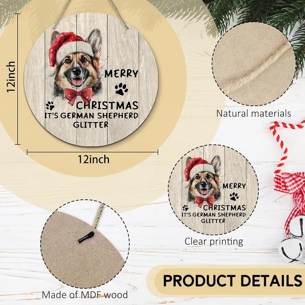 Multicolor_Dog_German_Shepherd_Merry_Christmas_Round_Wreath_Sign,_Cute_It'S_German_Shepherd_Glitter_Farmhouse_Wall_Hanging_Plaque_Wood_Sign,_Rustic_Decor_Decorations_|_For_Wall_Pediments_Door_Porch_12_In