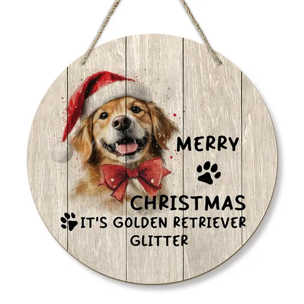 Multicolor_Dog_Golden_Retriever_Merry_Christmas_Round_Wreath_Sign,_Cute_It'S_Golden_Retriever_Glitter_Farmhouse_Wall_Hanging_Plaque_Wood_Sign,_Rustic_Decor_Decorations_|_For_Wall_Pediments_Door_Home_12_Inch