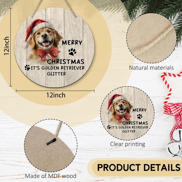Multicolor_Dog_Golden_Retriever_Merry_Christmas_Round_Wreath_Sign,_Cute_It'S_Golden_Retriever_Glitter_Farmhouse_Wall_Hanging_Plaque_Wood_Sign,_Rustic_Decor_Decorations_|_For_Wall_Pediments_Door_Home_12_Inch