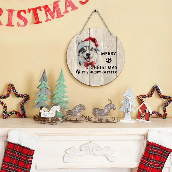Multicolor_Dog_Husky_Merry_Christmas_Round_Wreath_Sign,_Cute_It'S_Husky_Glitter_Farmhouse_Wall_Hanging_Plaque_Wood_Sign,_Rustic_Festive_Decor_Decorations_|_For_Wall_Pediments_Door_Porch_Home_Christmas_12_In
