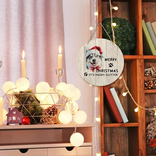 Multicolor_Dog_Husky_Merry_Christmas_Round_Wreath_Sign,_Cute_It'S_Husky_Glitter_Farmhouse_Wall_Hanging_Plaque_Wood_Sign,_Rustic_Festive_Decor_Decorations_|_For_Wall_Pediments_Door_Porch_Home_Christmas_12_In