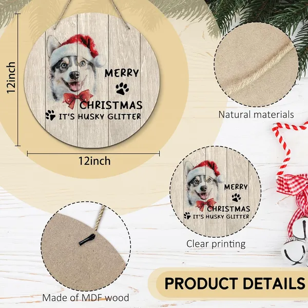 Multicolor_Dog_Husky_Merry_Christmas_Round_Wreath_Sign,_Cute_It'S_Husky_Glitter_Farmhouse_Wall_Hanging_Plaque_Wood_Sign,_Rustic_Festive_Decor_Decorations_|_For_Wall_Pediments_Door_Porch_Home_Christmas_12_In