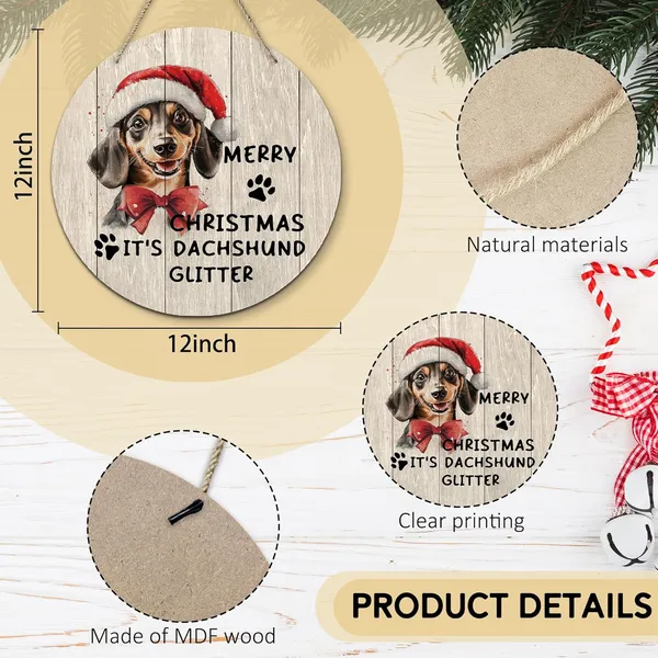 Multicolor_Dog_Dachshund_Merry_Christmas_Round_Wreath_Sign,_Cute_It'S_Dachshund_Glitter_Farmhouse_Wall_Hanging_Plaque_Wood_Sign,_Rustic_Festive_Decor_Decorations_|_For_Wall_Pediments_Door_Living_Room_12_In