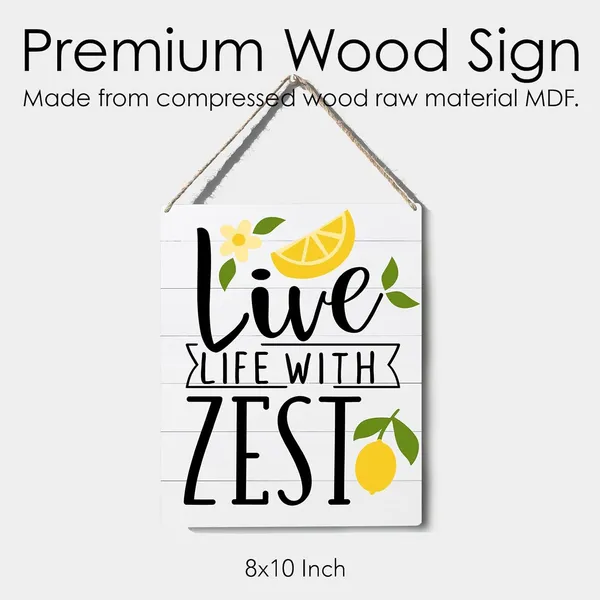Multicolor_Xiolcxdr_Kitchen_Lemon_Sign_Farmhouse_Live_Life_With_Zest_Wooden_Sign_Plaque_Wall_Hanging_Posters_Artwork_10??X8??_Perfect_Home_Decoration