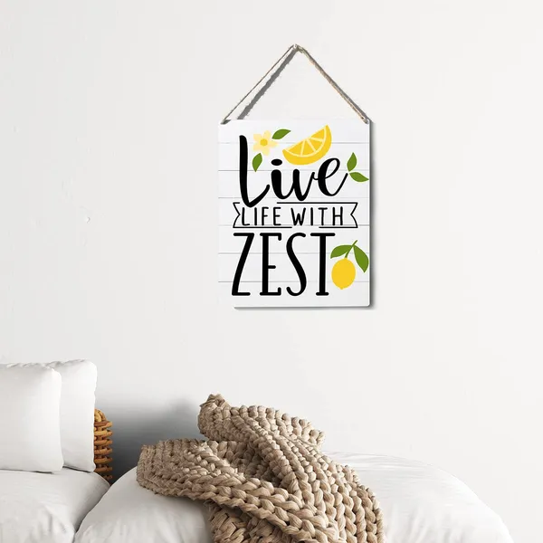 Multicolor_Xiolcxdr_Kitchen_Lemon_Sign_Farmhouse_Live_Life_With_Zest_Wooden_Sign_Plaque_Wall_Hanging_Posters_Artwork_10??X8??_Perfect_Home_Decoration