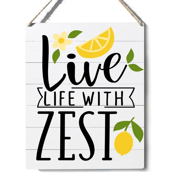 Multicolor_Xiolcxdr_Kitchen_Lemon_Sign_Farmhouse_Live_Life_With_Zest_Wooden_Sign_Plaque_Wall_Hanging_Posters_Artwork_10??X8??_Perfect_Home_Decoration