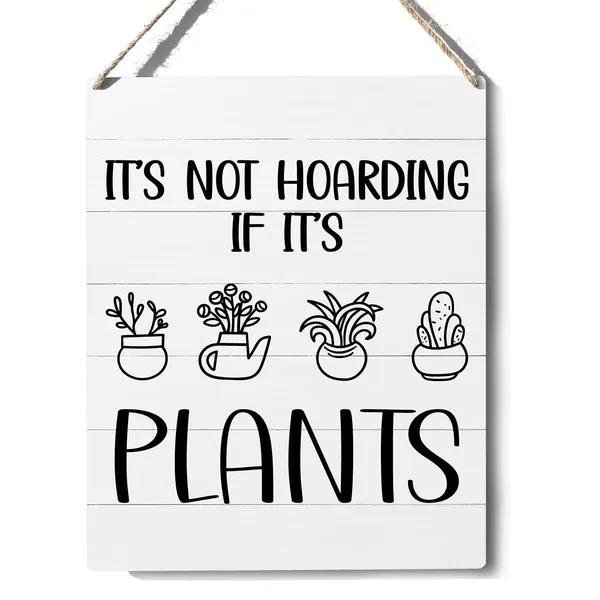 Multicolor_Funny_Farmhouse_Sign_It'S_Not_Hoarding_If_It'S_Plants_Wooden_Sign_Plaque_Wall_Hanging_Posters_Artwork_Rustic_Home_Decoration
