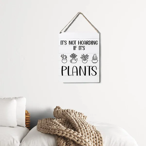 Multicolor_Funny_Farmhouse_Sign_It'S_Not_Hoarding_If_It'S_Plants_Wooden_Sign_Plaque_Wall_Hanging_Posters_Artwork_Rustic_Home_Decoration
