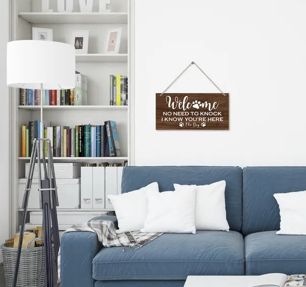 White_No_Need_To_Knock_I_Know_You'Re_Here_Wood_Decor_Sign,_Hanging_Printed_Wooden_Plaque_Decor,_Hanging_Home_Decor_Sign,_Funny_Do_Not_Disturb_Sign,_Dog_Lover_Gift,_Rustic_Farmhouse_Wall_Decor_Sign_12X6_Inch