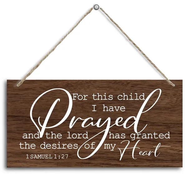 Multicolor_1_Samuel_1:27-_|_For_This_Child_I_Have_Prayed_Inspirational_Quote_Wood_Decor_Sign,_Bible_Verses_Decor_Signs,_Hanging_Printed_Wooden_Plaque_Decor,_Gift_|_For_Nursery_Girls_Boys_Room_Decor_12X6_Inch