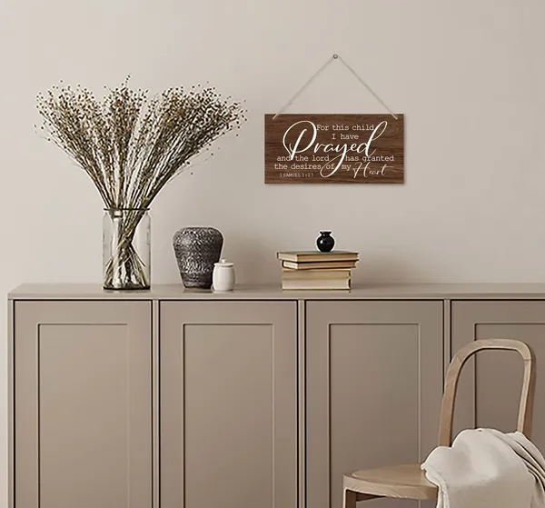 Multicolor_1_Samuel_1:27-_|_For_This_Child_I_Have_Prayed_Inspirational_Quote_Wood_Decor_Sign,_Bible_Verses_Decor_Signs,_Hanging_Printed_Wooden_Plaque_Decor,_Gift_|_For_Nursery_Girls_Boys_Room_Decor_12X6_Inch
