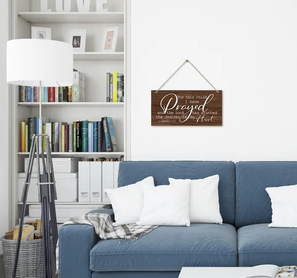 Multicolor_1_Samuel_1:27-_|_For_This_Child_I_Have_Prayed_Inspirational_Quote_Wood_Decor_Sign,_Bible_Verses_Decor_Signs,_Hanging_Printed_Wooden_Plaque_Decor,_Gift_|_For_Nursery_Girls_Boys_Room_Decor_12X6_Inch