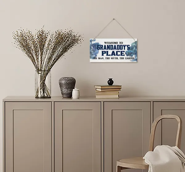 White_Vintage_Welcome_To_Grandaddy'S_Place_The_Man,_The_Myth,_The_Legend_Wood_Decor_Sign,_Hanging_Printed_Wooden_Plaque_Decor,_Rustic_Home_Decor_Sign,_Home_Accent,_Gift_|_For_Grandpa_12X6_Inch
