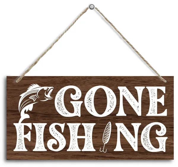 White_Funny_Gone_Fishing_Wood_Decor_Sign,_Hanging_Printed_Wooden_Plaque_Decor,_Rustic_Home_Decor_Sign,_Hanging_Fishing_Decor_Sign,_Gifts_|_For_Men,_Rustic_Farmhouse_Wall_Decor_Sign_12X6_Inch
