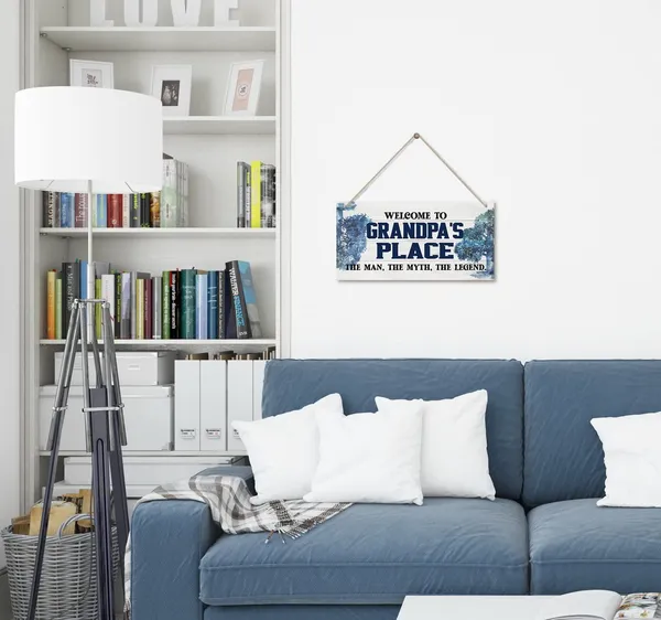 White_Vintage_Welcome_To_Grandpa'S_Place_The_Man,_The_Myth,_The_Legend_Wood_Decor_Sign,_Hanging_Printed_Wooden_Plaque_Decor,_Rustic_Home_Decor_Sign,_Home_Accent,_Gift_|_For_Grandpa_12X6_Inch