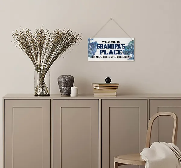 White_Vintage_Welcome_To_Grandpa'S_Place_The_Man,_The_Myth,_The_Legend_Wood_Decor_Sign,_Hanging_Printed_Wooden_Plaque_Decor,_Rustic_Home_Decor_Sign,_Home_Accent,_Gift_|_For_Grandpa_12X6_Inch
