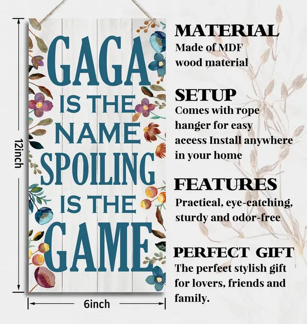 White_Gaga_Is_The_Name_Spoiling_Is_The_Game_Wood_Decor_Sign,_Hanging_Printed_Wooden_Plaque_Decor,_Rustic_Home_Decor_Sign,_Decorative_Wall_Art,_Home_Accent,_Gaga_Decor,_Gift_|_For_Grandma,_Women_12X6_Inch
