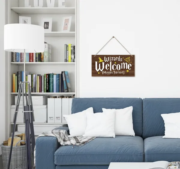 White_Hanging_Wizards_Welcome_Wood_Decor_Sign,_Hanging_Printed_Wooden_Plaque_Decor,_Funny_Wizardry_Theme_Welcome_Decor,_Rustic_Home_Decor_Sign,_Rustic_Farmhouse_Room_Door_Wall_Decor_Sign_12X6_Inch