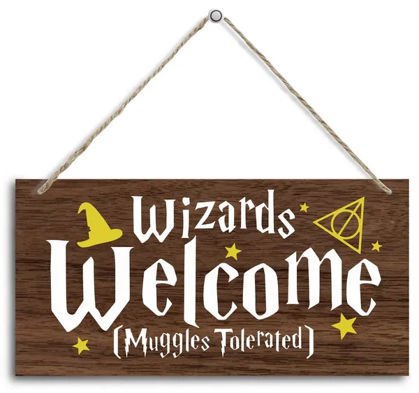 White_Hanging_Wizards_Welcome_Wood_Decor_Sign,_Hanging_Printed_Wooden_Plaque_Decor,_Funny_Wizardry_Theme_Welcome_Decor,_Rustic_Home_Decor_Sign,_Rustic_Farmhouse_Room_Door_Wall_Decor_Sign_12X6_Inch