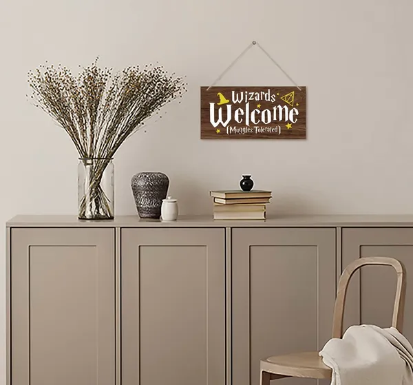 White_Hanging_Wizards_Welcome_Wood_Decor_Sign,_Hanging_Printed_Wooden_Plaque_Decor,_Funny_Wizardry_Theme_Welcome_Decor,_Rustic_Home_Decor_Sign,_Rustic_Farmhouse_Room_Door_Wall_Decor_Sign_12X6_Inch