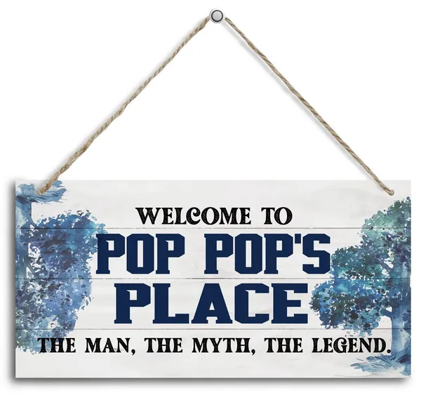 White_Vintage_Welcome_To_Pop_Pop'S_Place_The_Man,_The_Myth,_The_Legend_Wood_Decor_Sign,_Hanging_Printed_Wooden_Plaque_Decor,_Rustic_Home_Decor_Sign,_Home_Accent,_Gift_|_For_Grandpa_12X6_Inch