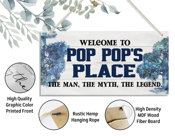 White_Vintage_Welcome_To_Pop_Pop'S_Place_The_Man,_The_Myth,_The_Legend_Wood_Decor_Sign,_Hanging_Printed_Wooden_Plaque_Decor,_Rustic_Home_Decor_Sign,_Home_Accent,_Gift_|_For_Grandpa_12X6_Inch