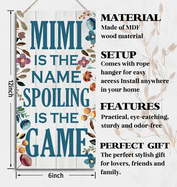White_Mimi_Is_The_Name_Spoiling_Is_The_Game_Wood_Decor_Sign,_Hanging_Printed_Wooden_Plaque_Decor,_Rustic_Home_Decor_Sign,_Decorative_Wall_Art,_Home_Accent,_Mimi_Decor,_Gift_|_For_Grandma,_Women_12X6_Inch