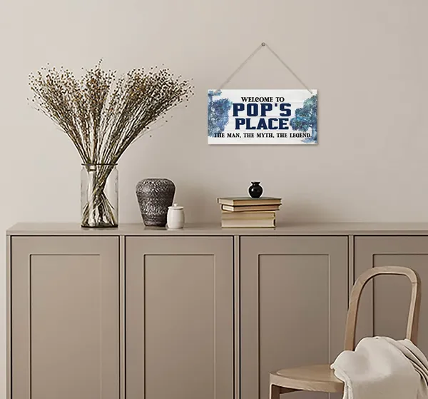 White_Vintage_Welcome_To_Pop'S_Place_The_Man,_The_Myth,_The_Legend_Wood_Decor_Sign,_Hanging_Printed_Wooden_Plaque_Decor,_Rustic_Home_Decor_Sign,_Home_Accent,_Gift_|_For_Grandpa_12X6_Inch