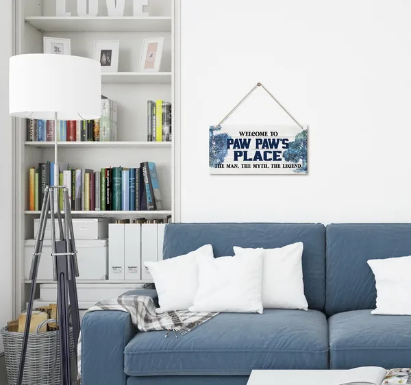 White_Vintage_Welcome_To_Paw_Paw'S_Place_The_Man,_The_Myth,_The_Legend_Wood_Decor_Sign,_Hanging_Printed_Wooden_Plaque_Decor,_Rustic_Home_Decor_Sign,_Home_Accent,_Gift_|_For_Grandpa_12X6_Inch