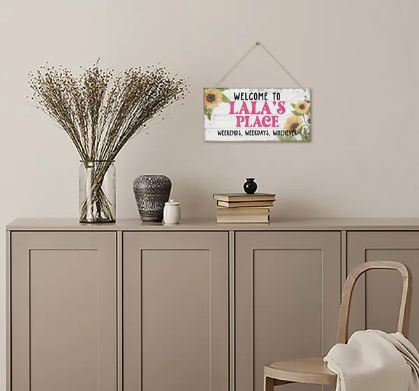 White_Vintage_Welcome_To_Lala'S_Place_Weekends,_Weekdays,_Whenever_Wood_Decor_Sign,_Hanging_Printed_Wooden_Plaque_Decor,_Rustic_Home_Decor_Sign,_Lala_Decor,_Gift_|_For_Grandma,_Women_12X6_In