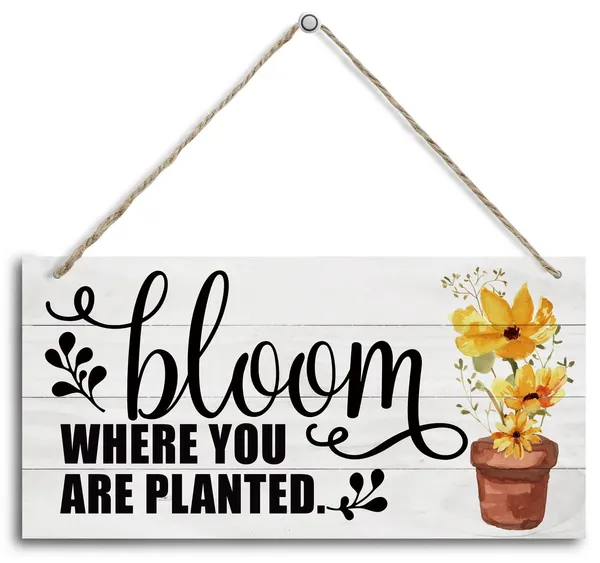 White_Hanging_Bloom_Where_You_Are_Planted_Wood_Decor_Sign,_Hanging_Printed_Wooden_Plaque_Decor,_Rustic_Garden_Decor_|_For_Outside,_Rustic_Farmhouse_Garden_Decor_Sign,_Gifts_|_For_Women_Gardeners_12X6_Inch