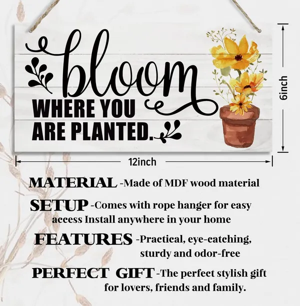 White_Hanging_Bloom_Where_You_Are_Planted_Wood_Decor_Sign,_Hanging_Printed_Wooden_Plaque_Decor,_Rustic_Garden_Decor_|_For_Outside,_Rustic_Farmhouse_Garden_Decor_Sign,_Gifts_|_For_Women_Gardeners_12X6_Inch