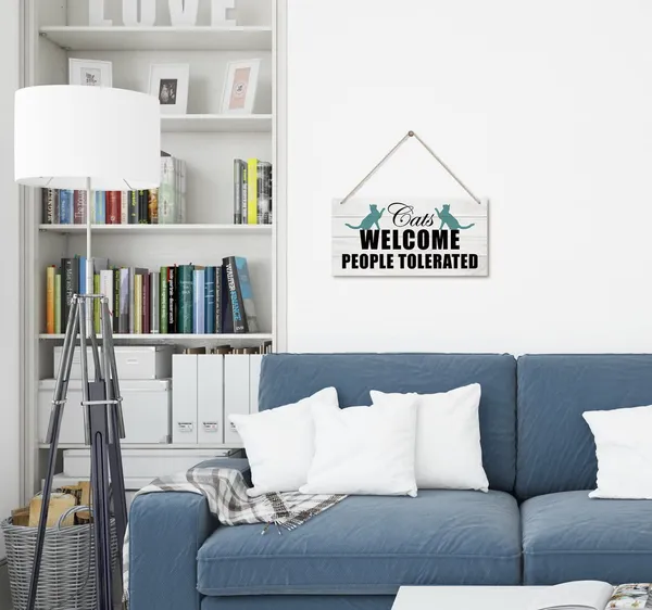 White_Cat_Themed_Wood_Decor_Sign,_Cats_Welcome_People_Tolerated,_Hanging_Printed_Wooden_Plaquedecor,_Funny_Catdecor_Sign,_Pet_Quotes_Walldecor,_Homedecor_Sign,_Gift_|_For_Cat_Lovers_12X_6Inch
