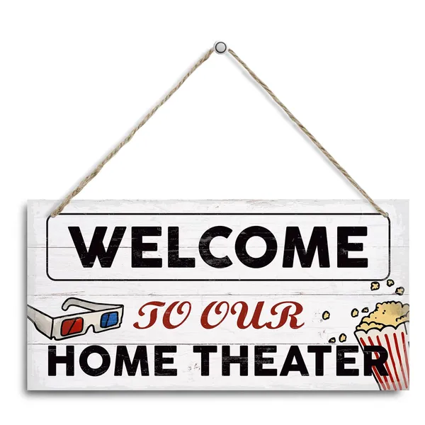 Multicolor_Welcome_To_Our_Home_Theater_Sign,_Theater_Room_Decor,_Rustic_Door_Hanger,_Decorative_Hanging_Wall_Plaque_Wood_Sign,_Movie_Theater_Decor,_Media_Room_Decor,_Wall_Decoration_|_For_Movie_Room
