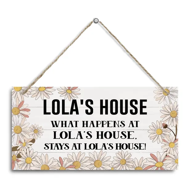 White_Lola'S_House_Sign,_Lola_Home_Decor_Gift,_Grandma_Gift,_Decorative_Hanging_Wall_Plaque_Wood_Sign,_Farmhouse_Decor_|_For_Front_Door_Living_Room,_Family_Decor,_Lola_Gift_|_For_Mother'S_Day_Birthday_Christmas