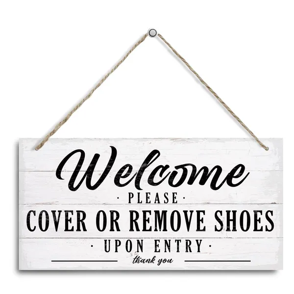 Multicolor_Welcome_Sign,_Cover_Or_Remove_Shoes_Sign,_Decorative_Hanging_Wall_Plaque_Wood_Sign,_Farmhouse_Hanging_Decor,_Rustic_Wall_Decor_|_For_Home_Porch,_Front_Door_Decor,_Remove_Shoes_Sign_|_For_Porch