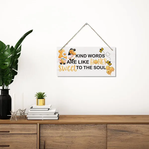 White_Inspirational_Decor,_Decorative_Hanging_Wall_Plaque_Wood_Sign,_Farmhouse_Wood_Hanging_Sign,_Rustic_Door_Sign,_Nursery_Decor,_Kids_Room_Decor_Art,_Kind_Words_Are_Like_Honey_Sweet_To_The_Soul