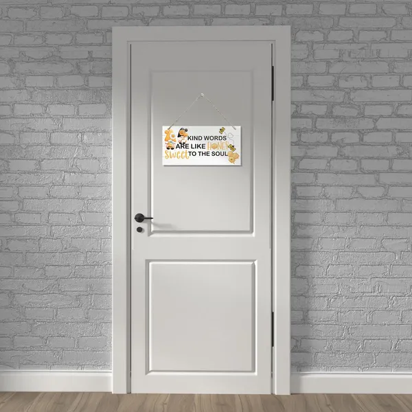White_Inspirational_Decor,_Decorative_Hanging_Wall_Plaque_Wood_Sign,_Farmhouse_Wood_Hanging_Sign,_Rustic_Door_Sign,_Nursery_Decor,_Kids_Room_Decor_Art,_Kind_Words_Are_Like_Honey_Sweet_To_The_Soul