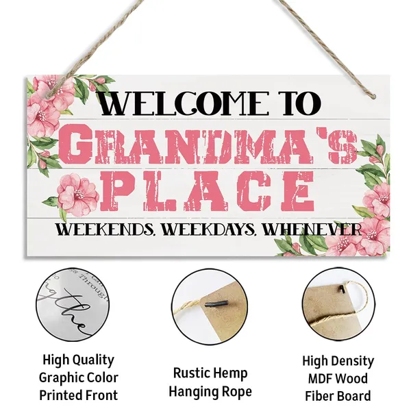 White_Welcome_Sign,_Welcome_Home_Decor_Gift_|_For_Grandma,_Decorative_Hanging_Wall_Plaque_Wood_Sign,_Grandma_Home_Wall_Decor,_Gift_|_For_Grandma,_Welcome_To_Grandma'S_Place_Weekends,_Weekdays,_Whenever