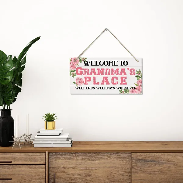 White_Welcome_Sign,_Welcome_Home_Decor_Gift_|_For_Grandma,_Decorative_Hanging_Wall_Plaque_Wood_Sign,_Grandma_Home_Wall_Decor,_Gift_|_For_Grandma,_Welcome_To_Grandma'S_Place_Weekends,_Weekdays,_Whenever