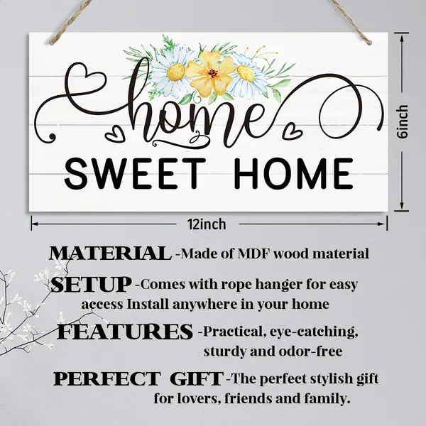White_Home_Decor,_Home_Sweet_Home_Sign,_Decorative_Hanging_Wall_Plaque_Wood_Sign,_Spring_Welcome_Signs,_Butterflies_Decor,_Floral_Door_Hanger,_Sweet_Home_Wall_Decor,_Spring_Decorations,_Housewarming_Decor