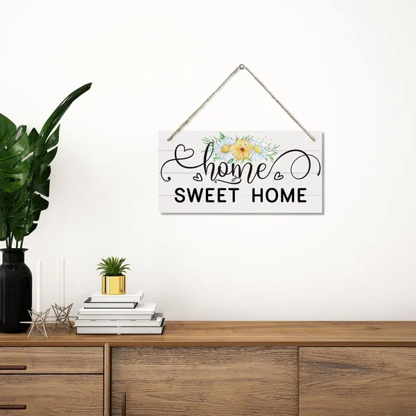 White_Home_Decor,_Home_Sweet_Home_Sign,_Decorative_Hanging_Wall_Plaque_Wood_Sign,_Spring_Welcome_Signs,_Butterflies_Decor,_Floral_Door_Hanger,_Sweet_Home_Wall_Decor,_Spring_Decorations,_Housewarming_Decor