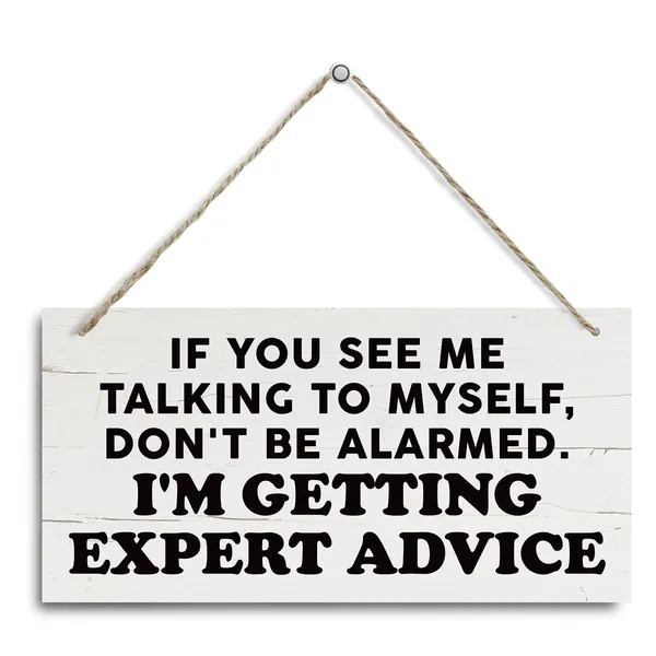 Multicolor_Funny_Wood_Sign,_If_You_See_Me_Talking_To_Myself_I'M_Getting_Expert_Advice_Sign,_Decorative_Hanging_Wall_Plaque_Wood_Sign,_Wall_Decor_Art,_Funny_Home_Office_Decor,_Farmhouse_Wooden_Plaque