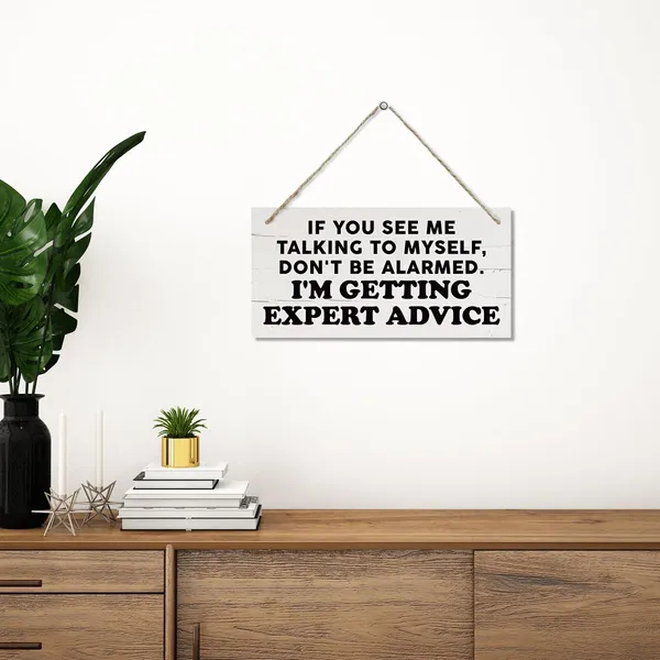 Multicolor_Funny_Wood_Sign,_If_You_See_Me_Talking_To_Myself_I'M_Getting_Expert_Advice_Sign,_Decorative_Hanging_Wall_Plaque_Wood_Sign,_Wall_Decor_Art,_Funny_Home_Office_Decor,_Farmhouse_Wooden_Plaque